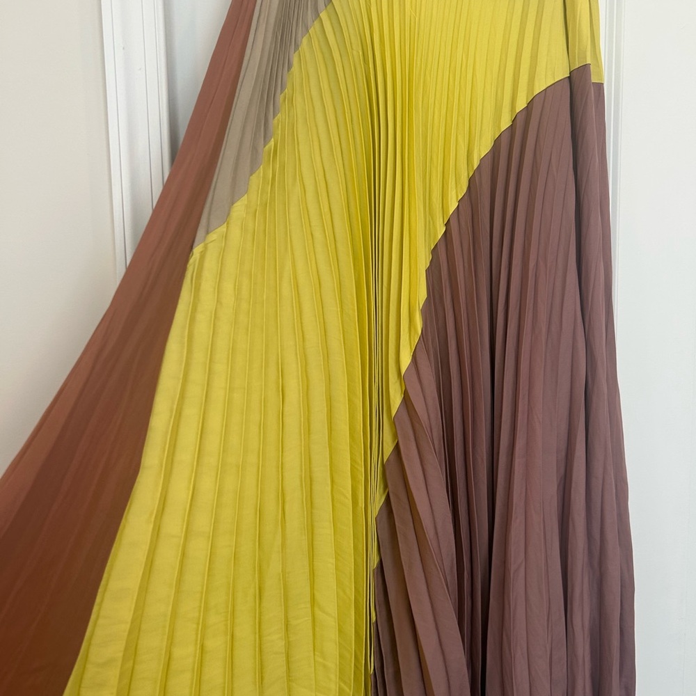 NWT Anthropologie Yellow and Brown Maxi Skirt